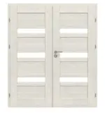 Frontansicht von CLASSEN Doppelflügeltür Lukka M5 Esche Weiß 3D Look mit Lichtausschnitt inkl. Zarge