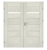 Frontansicht von CLASSEN Doppelflügeltür Magnetic M2 Eiche Grau 3D Look mit Lichtausschnitt inkl. Zarge