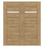 Frontansicht von CLASSEN Doppelflügeltür Magnetic M2 Eiche Tocantis 3D Look mit Lichtausschnitt inkl. Zarge