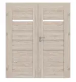 Frontansicht von CLASSEN Doppelflügeltür Magnetic M2 Nuss Kolumbia hell 3D Look mit Lichtausschnitt inkl. Zarge