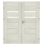 Frontansicht von CLASSEN Doppelflügeltür Magnetic M3 Eiche Grau 3D Look mit Lichtausschnitt inkl. Zarge