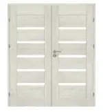 Frontansicht von CLASSEN Doppelflügeltür Magnetic M4 Eiche Grau 3D Look mit Lichtausschnitt inkl. Zarge