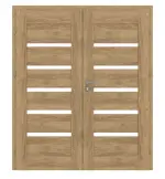 Frontansicht von CLASSEN Doppelflügeltür Magnetic M4 Eiche Tocantis 3D Look mit Lichtausschnitt inkl. Zarge