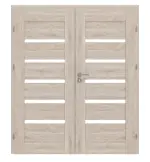 Frontansicht von CLASSEN Doppelflügeltür Magnetic M4 Nuss Kolumbia hell 3D Look mit Lichtausschnitt inkl. Zarge