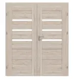 Frontansicht von CLASSEN Doppelflügeltür Magnetic M5 Nuss Kolumbia hell 3D Look mit Lichtausschnitt inkl. Zarge