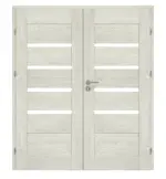 Frontansicht von CLASSEN Doppelflügeltür Magnetic M6 Eiche Grau 3D Look mit Lichtausschnitt inkl. Zarge