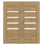 Frontansicht von CLASSEN Doppelflügeltür Magnetic M6 Eiche Tocantis 3D Look mit Lichtausschnitt inkl. Zarge