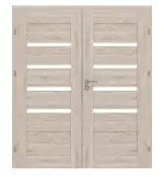 Frontansicht von CLASSEN Doppelflügeltür Magnetic M6 Nuss Kolumbia hell 3D Look mit Lichtausschnitt inkl. Zarge