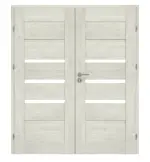 Frontansicht von CLASSEN Doppelflügeltür Magnetic M7 Eiche Grau 3D Look mit Lichtausschnitt inkl. Zarge