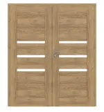 Frontansicht von CLASSEN Doppelflügeltür Magnetic M7 Eiche Tocantis 3D Look mit Lichtausschnitt inkl. Zarge