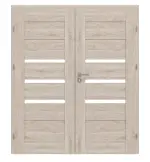 Frontansicht von CLASSEN Doppelflügeltür Magnetic M7 Nuss Kolumbia hell 3D Look mit Lichtausschnitt inkl. Zarge