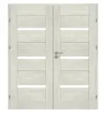 Frontansicht von CLASSEN Doppelflügeltür Magnetic M8 Eiche Grau 3D Look mit Lichtausschnitt inkl. Zarge