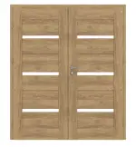 Frontansicht von CLASSEN Doppelflügeltür Magnetic M8 Eiche Tocantis 3D Look mit Lichtausschnitt inkl. Zarge