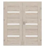 Frontansicht von CLASSEN Doppelflügeltür Magnetic M8 Nuss Kolumbia hell 3D Look mit Lichtausschnitt inkl. Zarge