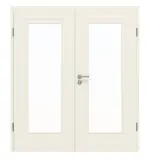 Frontansicht von GARANT Doppelflügeltür Milano Weißlack mit Lichtausschnitt ML1 mit Zarge
