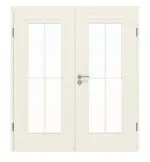 Frontansicht von GARANT Doppelflügeltür Milano Weißlack mit Lichtausschnitt ML1 Sprosse SP0 mit Zarge