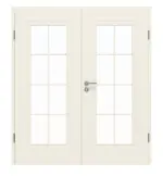 Frontansicht von GARANT Doppelflügeltür Milano Weißlack mit Lichtausschnitt ML1 Sprosse SP1 mit Zarge