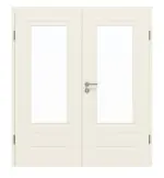 Frontansicht von GARANT Doppelflügeltür Milano Weißlack mit Lichtausschnitt ML2/1 mit Zarge