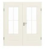 Frontansicht von GARANT Doppelflügeltür Milano Weißlack mit Lichtausschnitt ML2/1 Sprosse SP0 mit Zarge