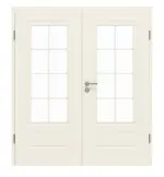 Frontansicht von GARANT Doppelflügeltür Milano Weißlack mit Lichtausschnitt ML2/1 Sprosse SP1 mit Zarge