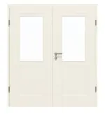 Frontansicht von GARANT Doppelflügeltür Milano Weißlack mit Lichtausschnitt ML2 mit Zarge
