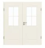 Frontansicht von GARANT Doppelflügeltür Milano Weißlack mit Lichtausschnitt ML2 Sprosse SP0 mit Zarge