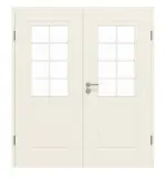 Frontansicht von GARANT Doppelflügeltür Milano Weißlack mit Lichtausschnitt ML2 Sprosse SP1 mit Zarge