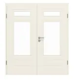 Frontansicht von GARANT Doppelflügeltür Milano Weißlack mit Lichtausschnitt ML3/1 mit Zarge