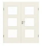 Frontansicht von GARANT Doppelflügeltür Milano Weißlack mit Lichtausschnitt ML3 mit Zarge