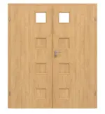 Frontansicht von CLASSEN Doppelflügeltür Modena 4 LA 1/4 Eiche geölt 3D Look inkl. Zarge mit Lichausschnitt