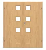 Frontansicht von CLASSEN Doppelflügeltür Modena 4 LA 3/4 Eiche geölt 3D Look inkl. Zarge mit Lichausschnitt