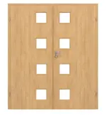 Frontansicht von CLASSEN Doppelflügeltür Modena 4 LA 4/4 Eiche geölt 3D Look inkl. Zarge mit Lichausschnitt