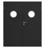 Frontansicht von CLASSEN Doppelflügeltür Natura HK/HB M1 Uni Black Iridium mit Bullauge und Zarge