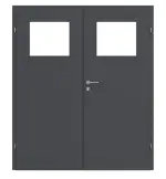 Frontansicht von CLASSEN Doppelflügeltür Natura HK/HB M2 Graphit RAL 7024 CPL mit Lichtausschnitt und Zarge