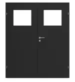 Frontansicht von CLASSEN Doppelflügeltür Natura HK/HB M2 Uni Black Iridium mit Lichtausschnitt und Zarge
