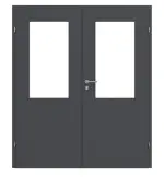 Frontansicht von CLASSEN Doppelflügeltür Natura HK/HB M3 Graphit RAL 7024 CPL mit Lichtausschnitt und Zarge