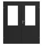 Frontansicht von CLASSEN Doppelflügeltür Natura HK/HB M3 Uni Black Iridium mit Lichtausschnitt und Zarge