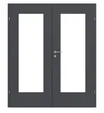 Frontansicht von CLASSEN Doppelflügeltür Natura HK/HB M4 Graphit RAL 7024 CPL mit Lichtausschnitt und Zarge