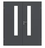 Frontansicht von CLASSEN Doppelflügeltür Natura HK/HB M5 Graphit RAL 7024 CPL mit Lichtausschnitt und Zarge