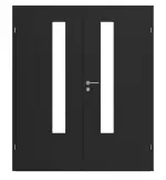 Frontansicht von CLASSEN Doppelflügeltür Natura HK/HB M5 Uni Black Iridium mit Lichtausschnitt und Zarge