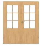 Frontansicht von CLASSEN Doppelflügeltür Natura LA 2/3 Eiche geölt 3D Look inkl. Zarge mit Lichausschnitt