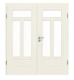 Frontansicht von GARANT Doppelflügeltür Parma Weißlack mit Lichtausschnitt PFL1/3 mit Zarge