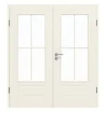 Frontansicht von GARANT Doppelflügeltür Parma Weißlack mit Lichtausschnitt PFL1 Sprosse SP0 mit Zarge