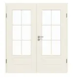 Frontansicht von GARANT Doppelflügeltür Parma Weißlack mit Lichtausschnitt PFL1 Sprosse SP4 mit Zarge