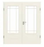 Frontansicht von GARANT Doppelflügeltür Parma Weißlack mit Lichtausschnitt PFL1 Sprosse SP5 mit Zarge