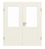 Frontansicht von GARANT Doppelflügeltür Parma Weißlack mit Lichtausschnitt PFL2 mit Zarge