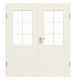 Frontansicht von GARANT Doppelflügeltür Parma Weißlack mit Lichtausschnitt PFL2 Sprosse SP4 mit Zarge