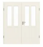 Frontansicht von GARANT Doppelflügeltür Parma Weißlack mit Lichtausschnitt PFL4/2 mit Zarge