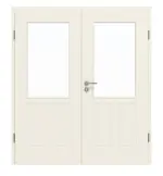 Frontansicht von GARANT Doppelflügeltür Parma Weißlack mit Lichtausschnitt PFL4 mit Zarge