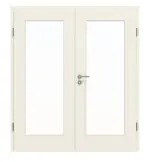Frontansicht von GARANT Doppelflügeltür Parma Weißlack mit Lichtausschnitt PFL5 mit Zarge